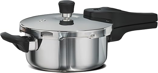 Tramontina Aeion+ 2.5 Litres Triply Pressure Pan | Outer Lid | Healthy Stainless Steel Cooker | PFAS, PFOA, PTFE Free | 4-