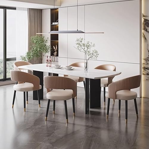 Miniatura 2 de YVYKFZD Sillas de comedor de mediados de siglo, juego de sillas de cocina de cuero, silla de comedor con respaldo curvado y patas de metal, sillón