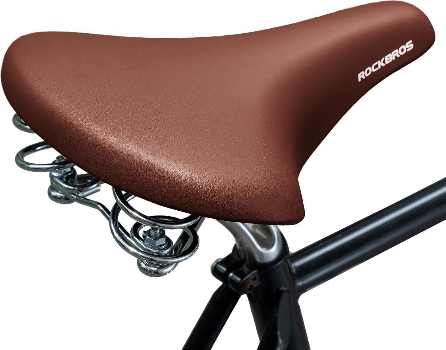 ROCKBROS Bike Seat for Men Women Wide Comfort Bike Seat Cushion Waterproof Soft Vintage Brown Bicycle Saddle Compatible with Retro Cruiser City Mountain Bikes