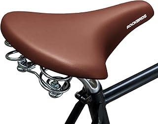 ROCKBROS ROCKBROS Bike Seat for Men Women Wide Comfort Bike Seat Cushion Waterproof Soft Vintage Brown Bicycle Saddle Compatible with Retro Cruiser City Mountain Bikes