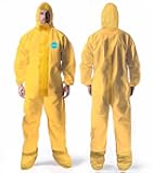 Andes Chemical Protection Coveralls, Hazmat Suits, Sealed Seam Chemical Protection Suits with Attached Boots and Hood