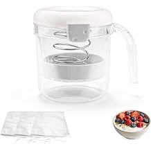 LELE LIFE Greek Yogurt Strainer with 3 Ultra Fine Mesh, Pressure Filtration, 25.4oz Yogurt Maker Filter with Lid for Soy Milk, Nut Milk