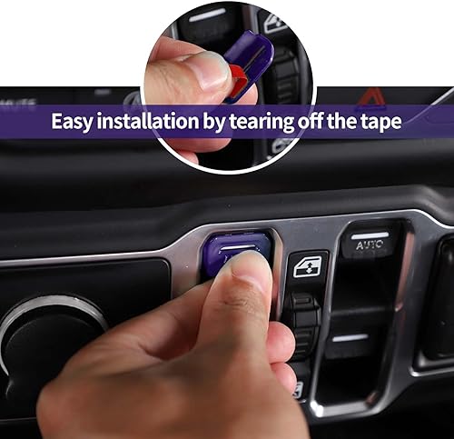 Miniatura 5 de SQQP Cubierta del botón del interruptor de ventana, accesorios interiores para Jeep Wrangler JL JLU y Gladiator JT 2018-2021 (morado)
