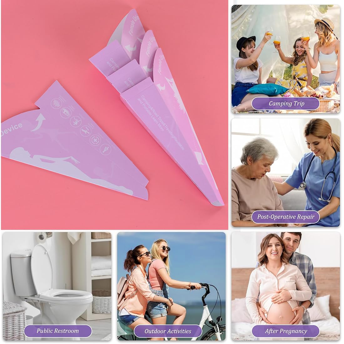 30 Pezzi Imbuto per Pipi Donna in Pied, Orinatoio Portatile Donna di Carta Coni Pipi Donna Monouso,Coni per Pipi Donna USA e Getta da Viaggio per Campeggio Escursioni e attività All'Aperto (A(10PCS))
