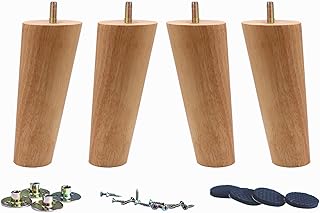 WEICHUAN Solid Rubber Wood Replacement Sofa Couch Chair Ottoman Loveseat Coffee Table Cabinet Furniture Wood Legs(6" Slant Set of 4)