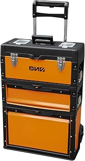 DNA MOTORING 490mm W X 633mm H X 230mm 3-Tier Stackable Separate Hand Case Tool Boxes Trolley (TOOLS-00004)