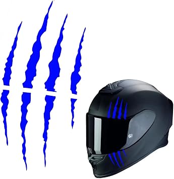 Motorcycle Helmet Stickers, Cool DIY Monster Claw Scratched Stickers, Striped Vinyl Waterproof & Scratch-resistant Decals, Used for Decorating Helmets, Vehicles, Laptops, Walls Blue