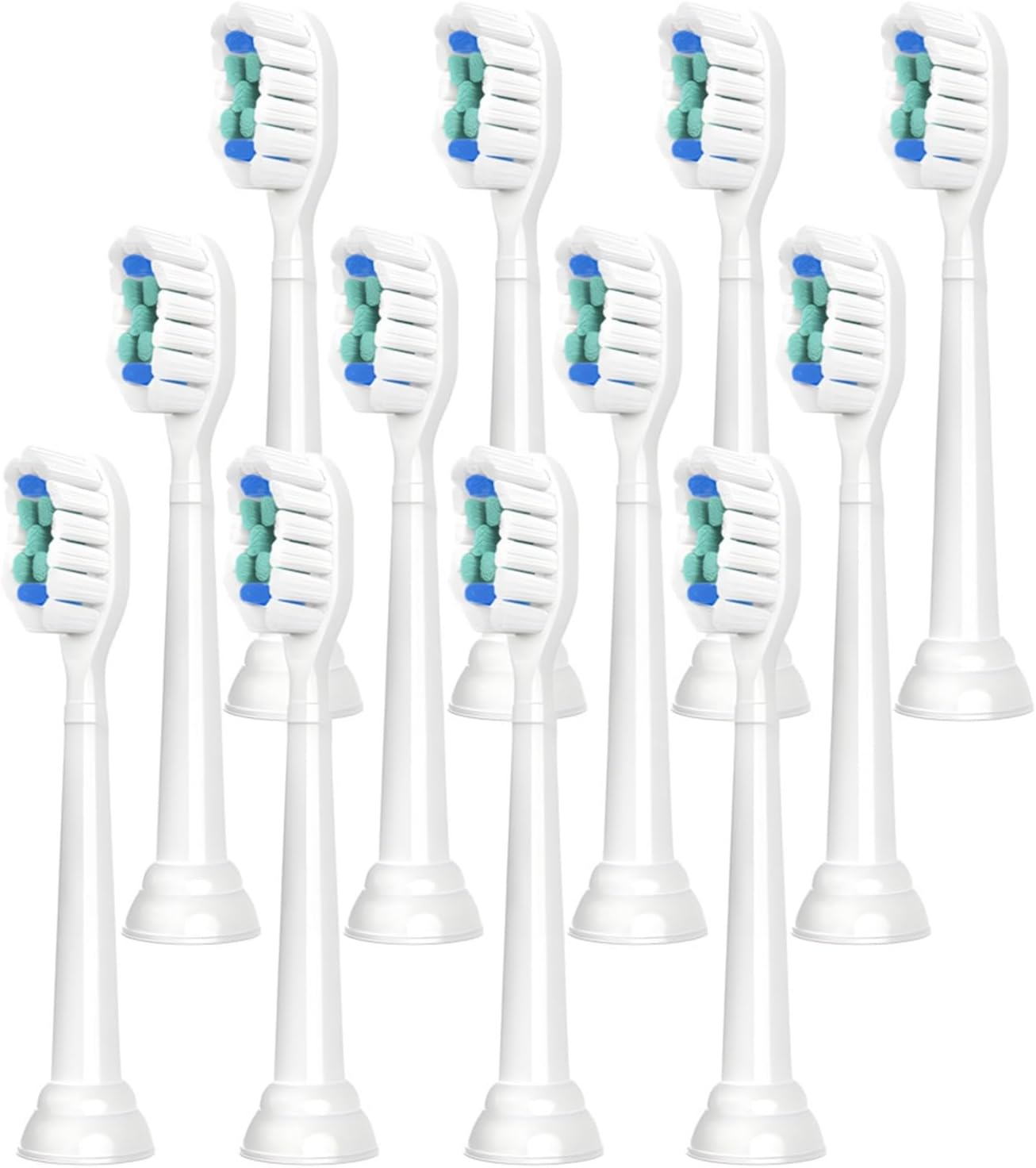 Replacement Toothbrush Heads ，Compatible for Philips， Sonicare Electric Toothbrush Brush Head 1100 2100 4100 5100 5300 6100 7500(White-12 Pcs)