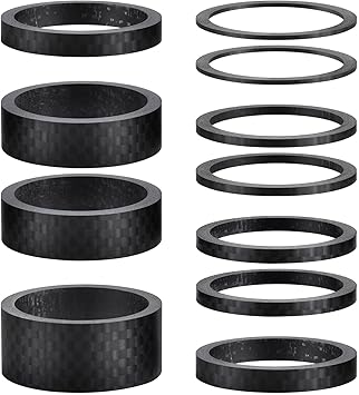 11PCS Bike Carbon Fiber Headset Spacers, Matte Finish, Fits 1-1/8 Inch Stem for MTB, Road Bicycle Handlebar Stems, 15/10/5/3/2/1mm 6 Sizes