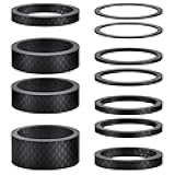 11PCS Bike Carbon Fiber Headset Spacers, Matte Finish, Fits 1-1/8 Inch Stem for MTB, Road Bicycle Handlebar Stems, (15/10/5/3/2/1mm) 6 Sizes