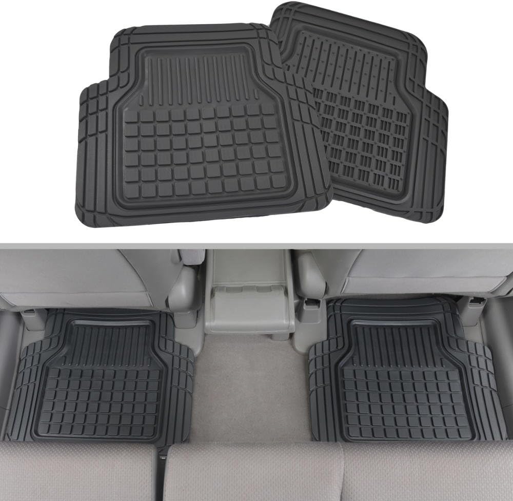 Performance Plus Rubber Car Floor Mat & Cargo Truck Liner All-Weather Heavy Duty, 5 Piece, Semi Custom Fit Trimmable (Black)