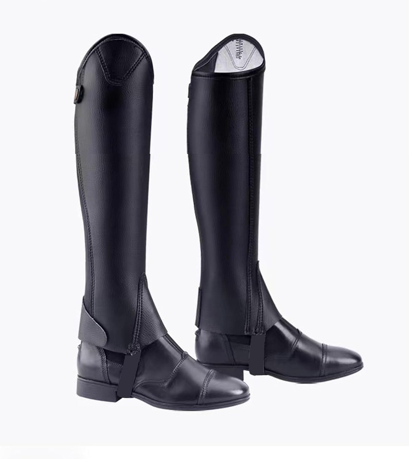 2PCS Unisex Soft Leather Equestrian Kids Half Chap for Horseback Riding, Equestrian Half Chap for Kids Microfiber Protective Leg Guard Tool for Horse Riding