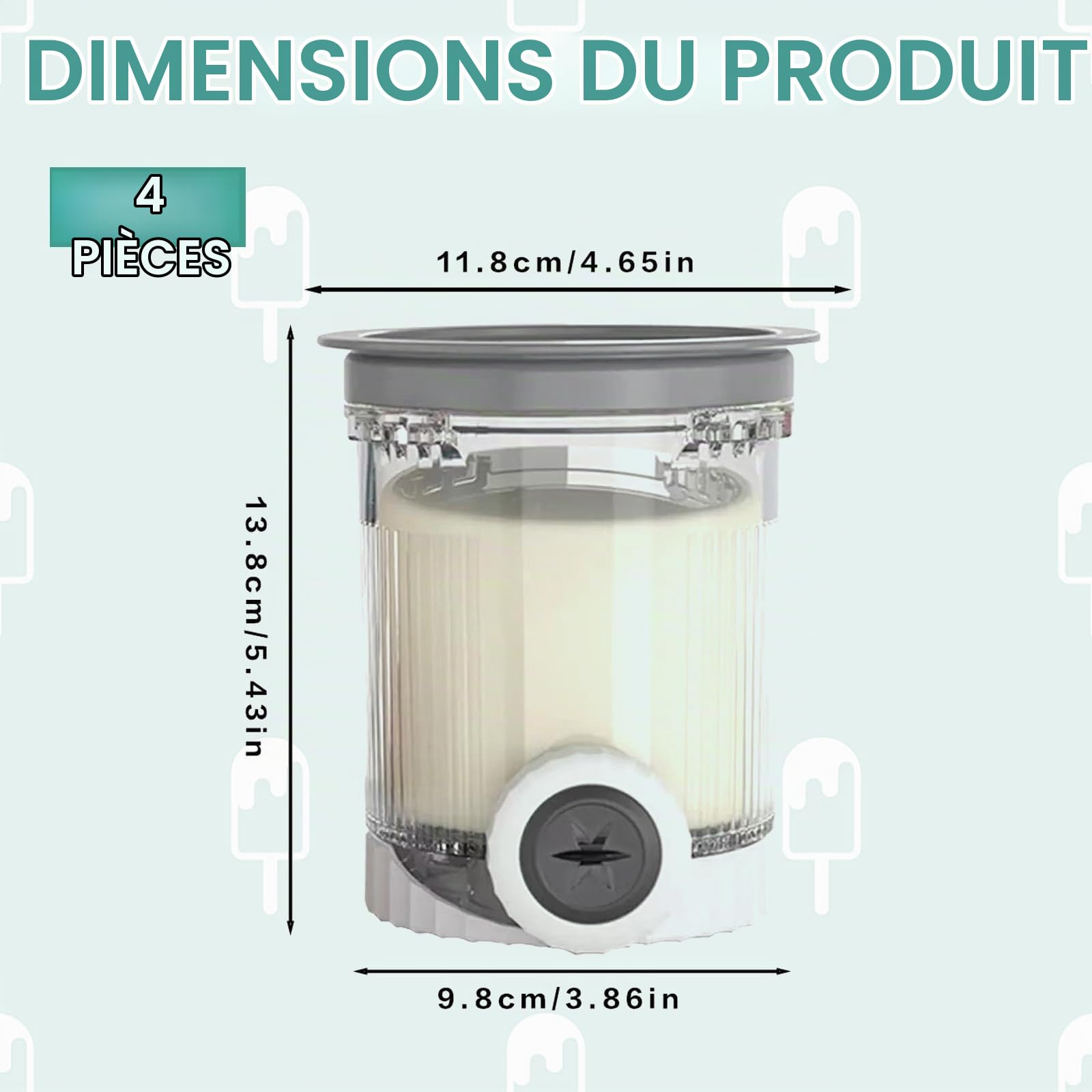 Ensemble de 4 récipients compatibles avec la machine à glace Swirl CREAMi, 480 ml, pour les modèles NC700 et NC701EU. Sans BPA, compatibles lave-vaisselle