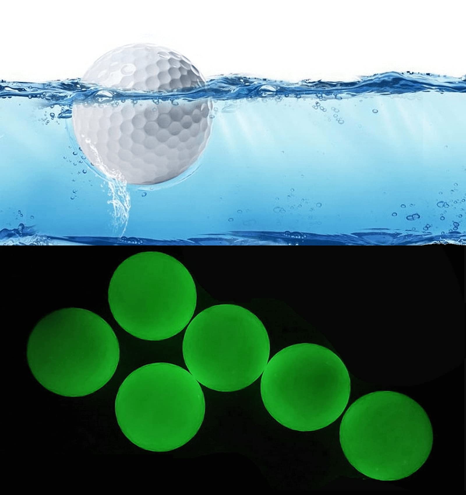 Glow in The Dark & Floater Golf Balls, Luminous Float Balls, Glow Floating Practice Ball, Night & Water Golf Ball, Light Up for 20-30 Mins, with 1x UV Flashlight