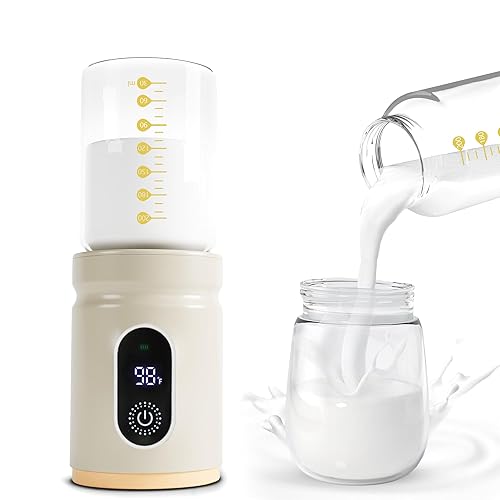 Calentador de biberones portátil, calentador de biberones de viaje, calentador de leche recargable con botella de vidrio para almacenar la fórmula
