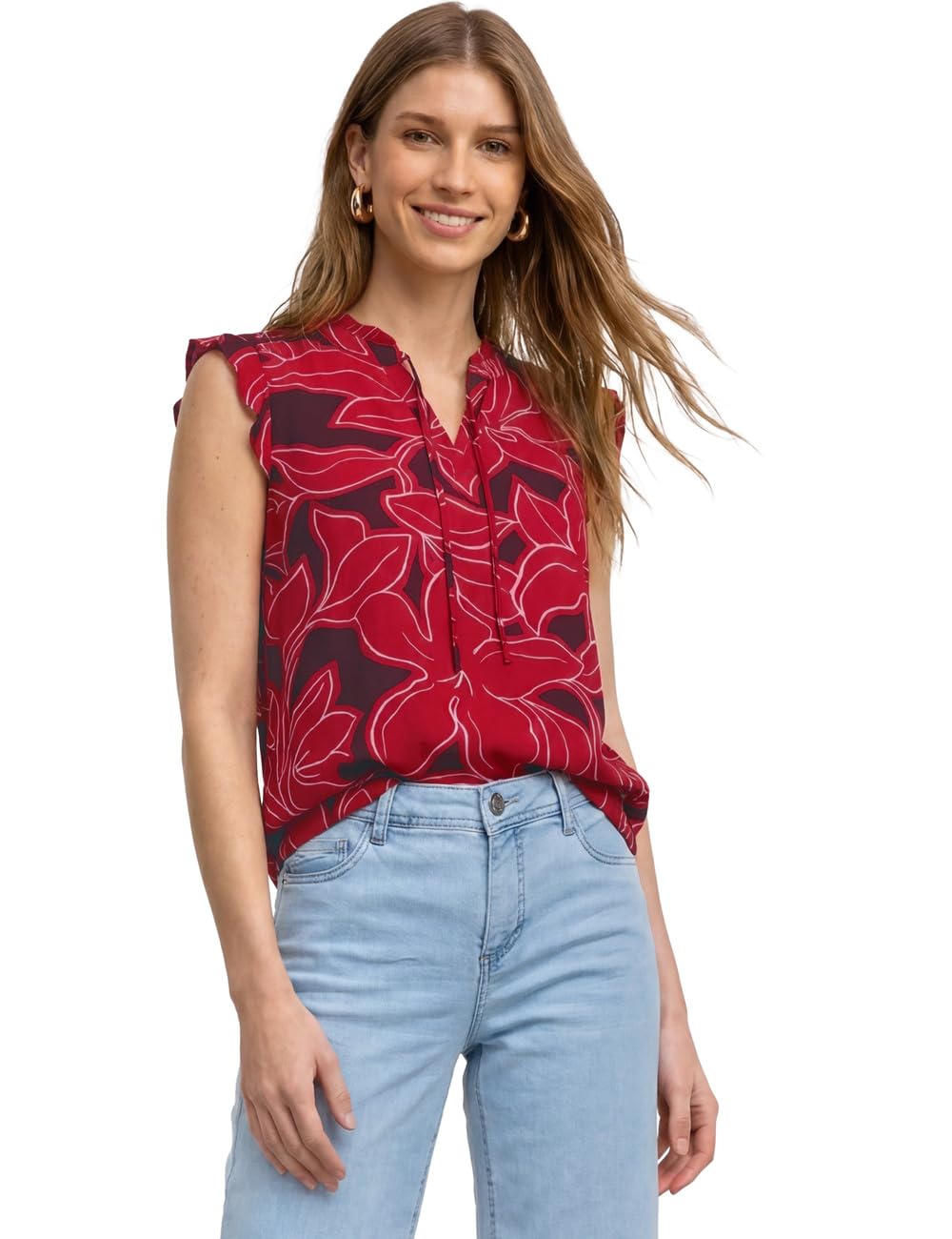 Street One Damen 3230807 Top mit Strukturmix und Crochet-Details (1er Pack)