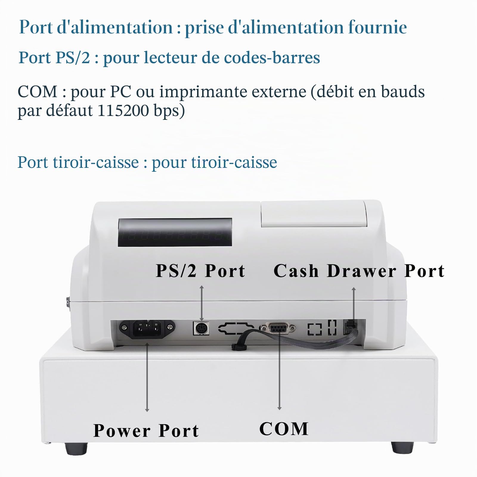 Caisse Enregistreuse Professionnelle, Système de gestion de trésorerie, caisse enregistreuse électronique, 47 claviers, imprimante thermique, caisse enregistreuse avec 4 factures, 5 pièces de monnaie,