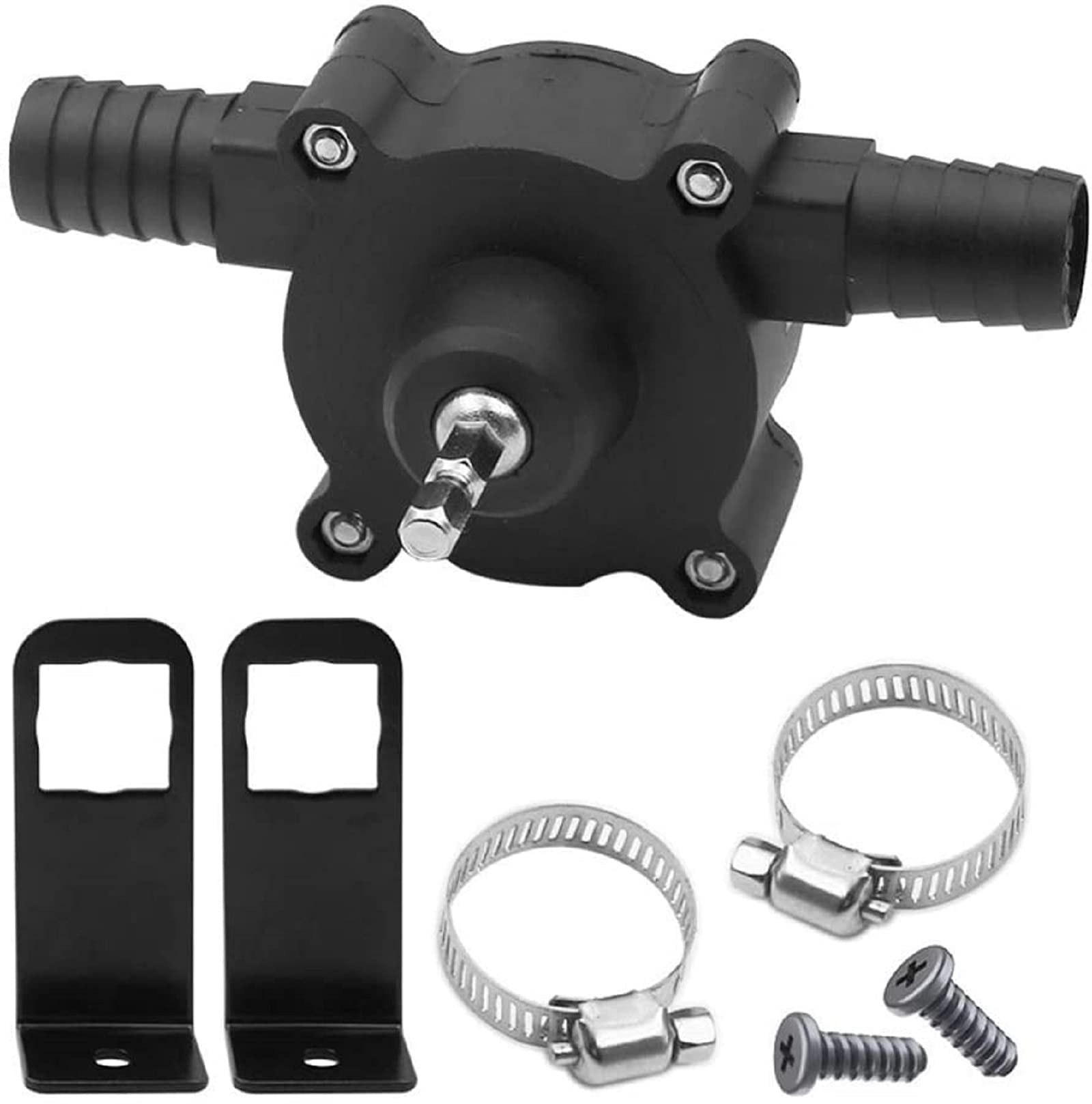 VAKIBOWater Pump, Portable Mini Water Pump Drill Pump Diesels Oil Fluid Water Hand Self-Priming Transfer Pumps Quick Pumping Speed Water Pump for Home Garden (Black)