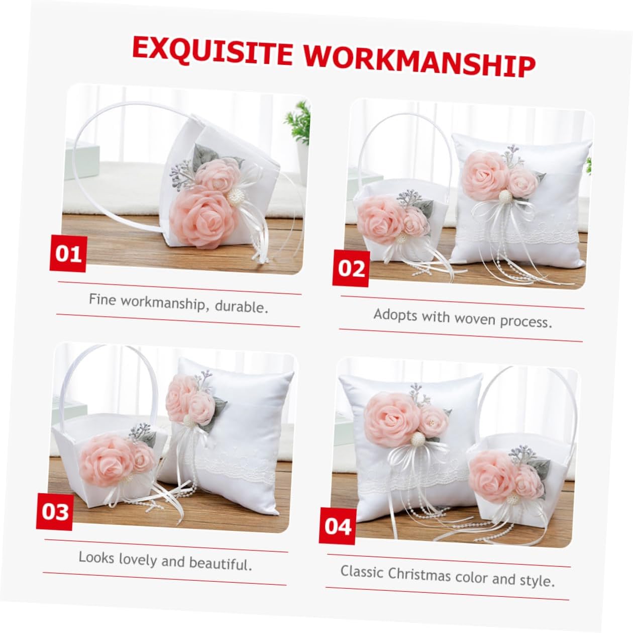 Handheld Wedding Flower Basket with Petal Storage Fabric Bridal Basket for Wedding Party and Ceremony Supplies Flower Storage Container for Bride