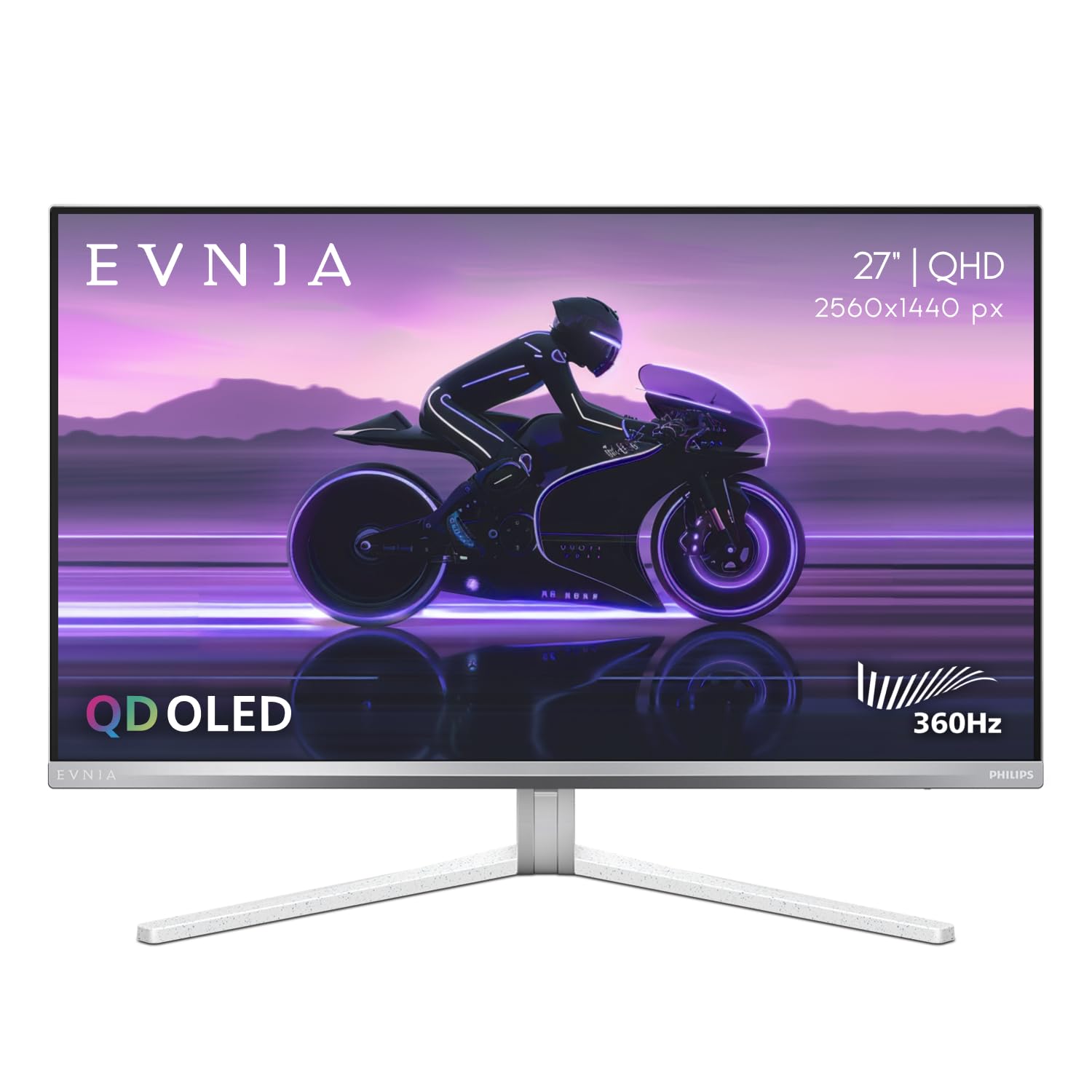 PHILIPSEvnia 27M2N8500 QD OLED Gaming Monitor, QHD 2560 x 1440, 360Hz, 0.03ms Response time, Ambiglow, USB Hub, Height Adjustable, 4-Year Advance Replacement, Xbox PS5 Switch Compatible