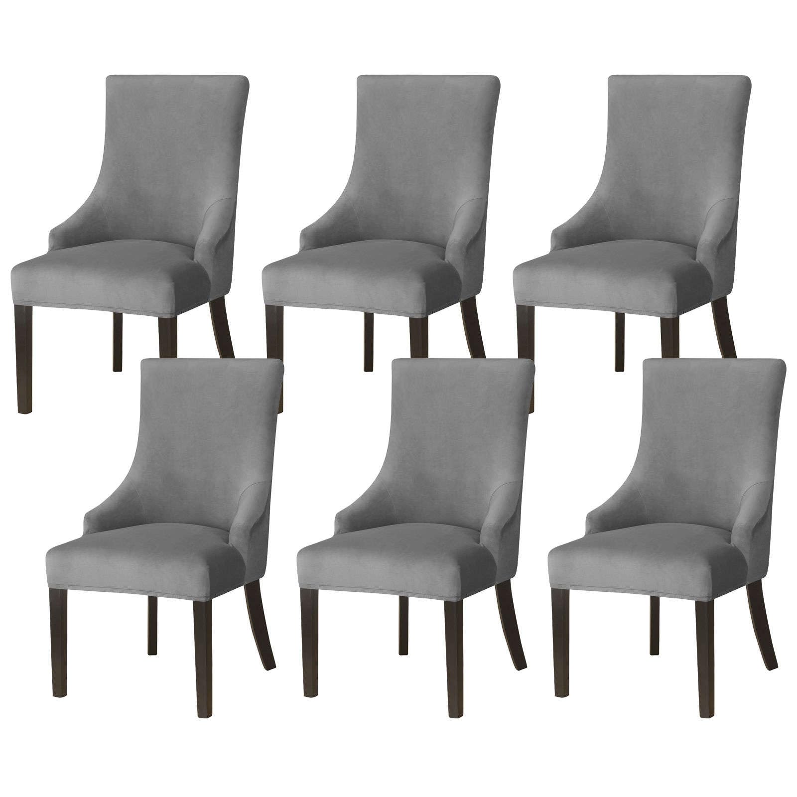JHLD Velvet wingback side chair slipcover, armless wingback chair cover Stretch Soft sloping Armchair Covers Removable Washable for Dining Room Banquet-dark grey-6 Piece — image 1