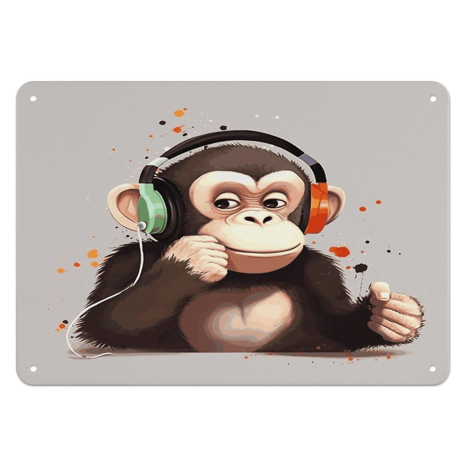Fekiloot Style Music Monkey Wall Decor Iron Painting Metal Sign