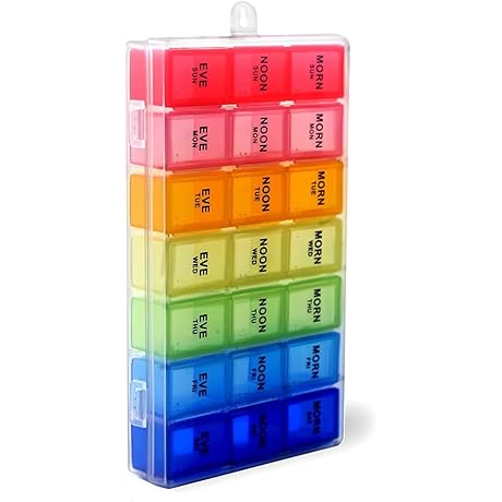 Pill Organizer Box with Snap Lids (7-day AM/PM) - Pill Box 6018