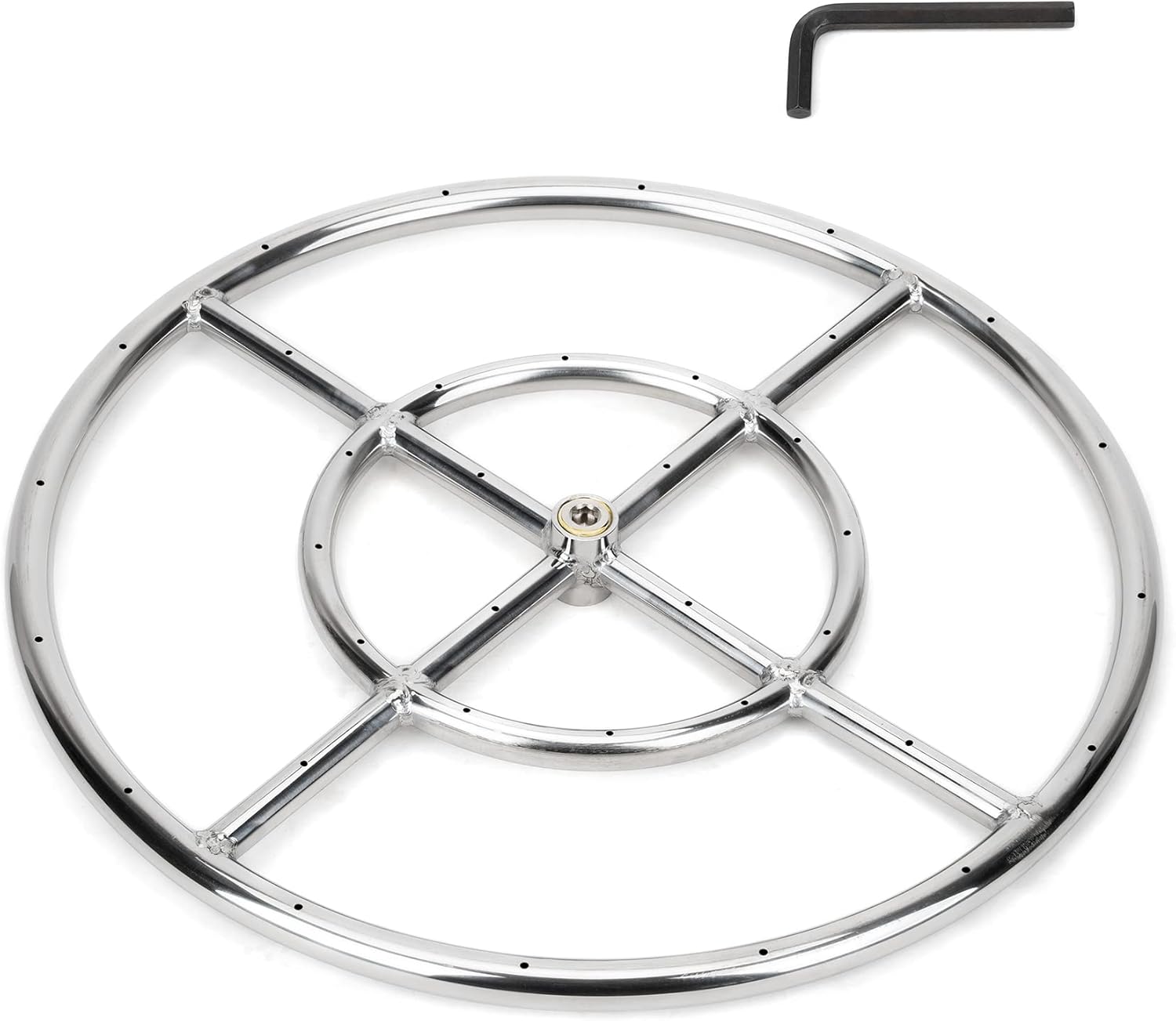 Stanbroil 18 Inch Round Fire Pit Burner Ring for Natural Gas & Propane Fire Pit Fireplace - 304 Stainless Steel Fire Pit Burner for Indoor & Outdoor, BTU 147,000 Max Round 18"