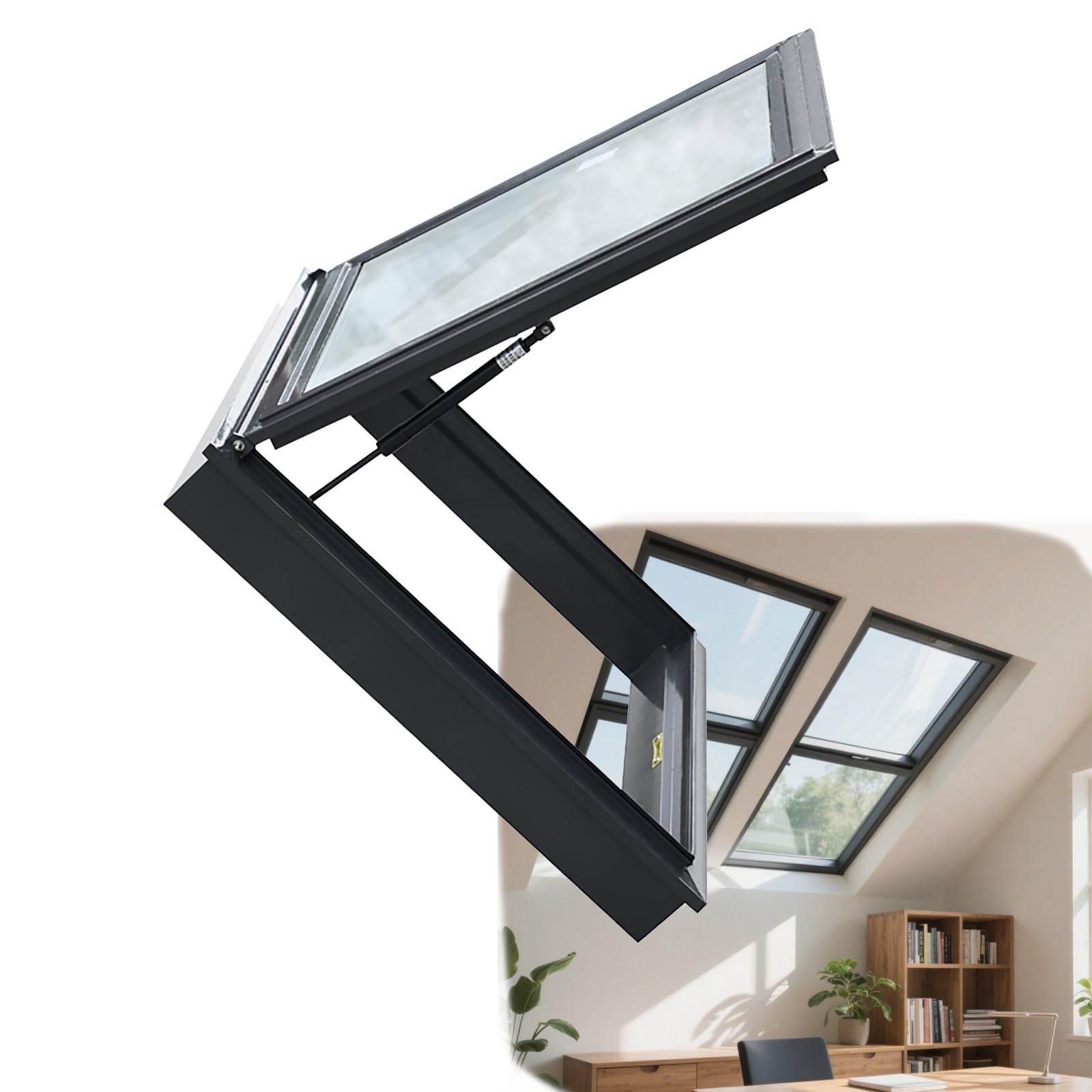 Lucarne commerciale 30 x 39 35 x 28 28 x 33 - Sortie de secours et éclairage pour toits plats/inclinés Cadres en aluminium Verre trempé pour vérandas et greniers