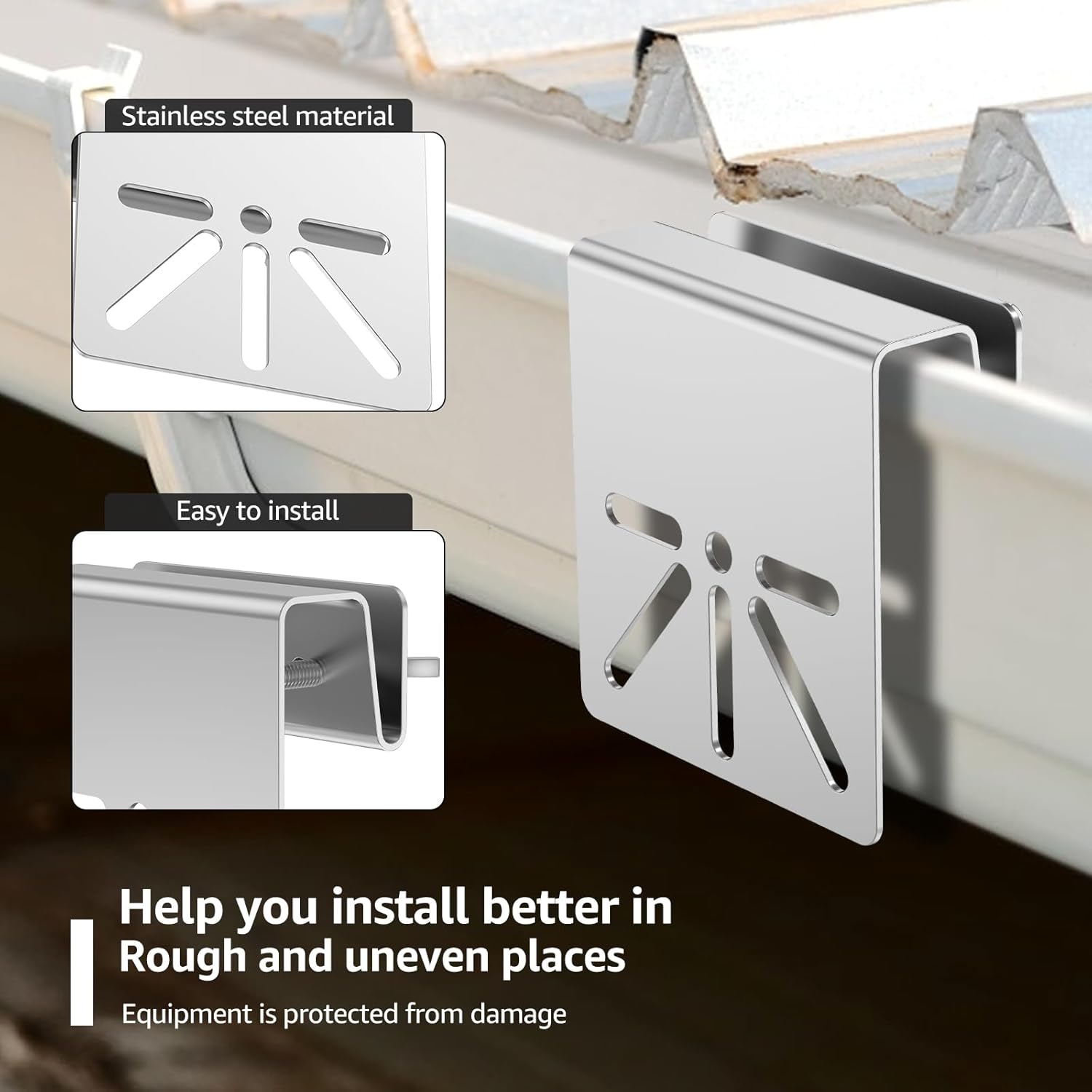 雨樋マウントブラケット Eufy SoloCam S340/S330/E30に対応 ソーラーパネル電源カメラ用ソリッドステンレススチ