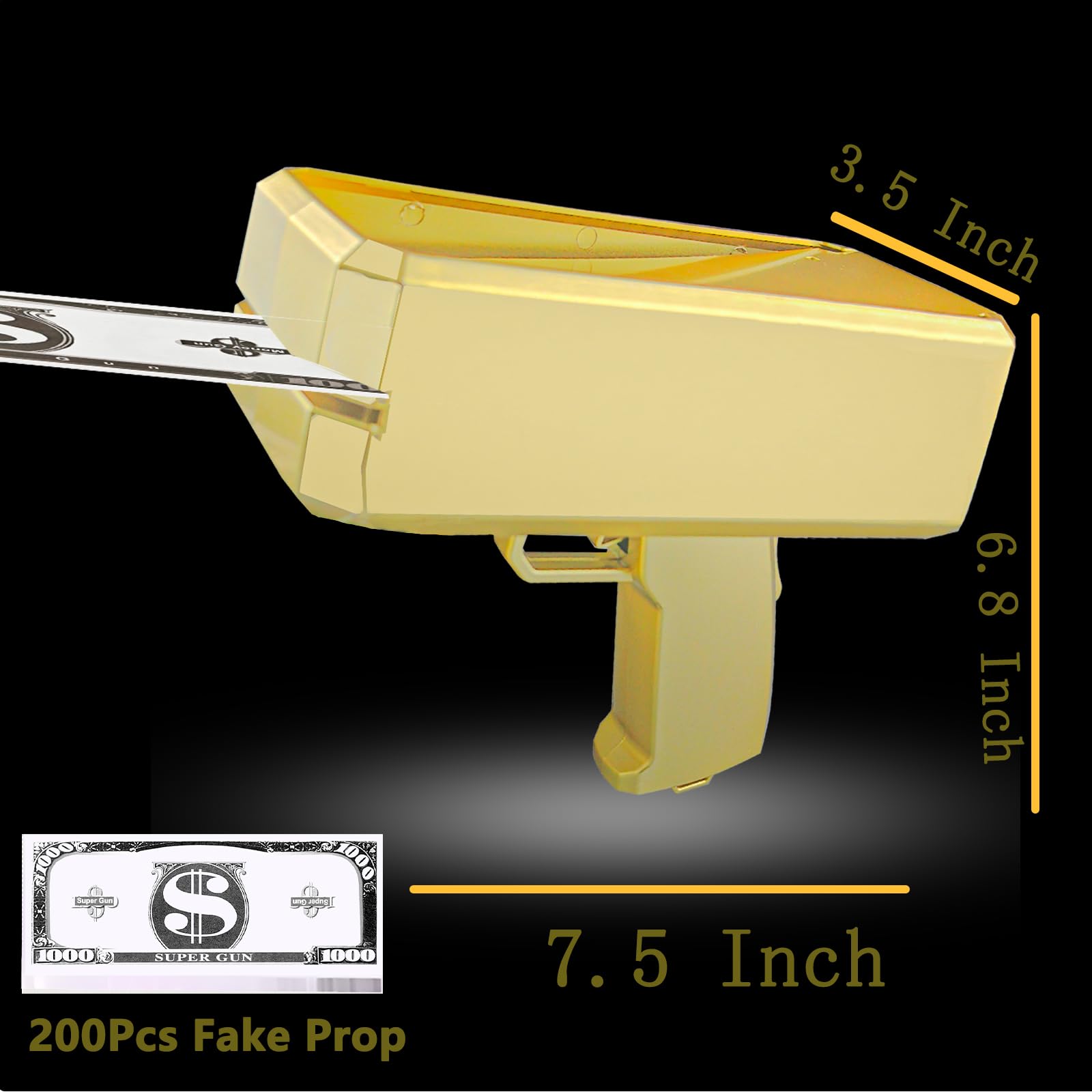 Money Gun Shooter with 200pcs Prop, Handheld Make It Rain Spray Money Toy Cash Gun, Party Prop for Weddings, Birthdays — view 6