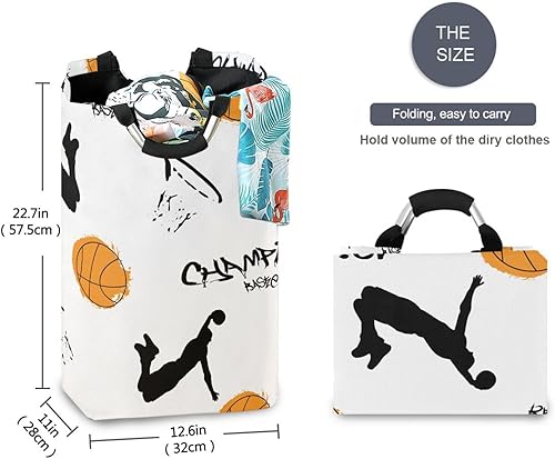 Miniatura 5 de laundry basket storage Basketball Player Ball Rings Slogan Orange Grunge collapsable art tub For pantry blanket cesto de ropa sucia para nia