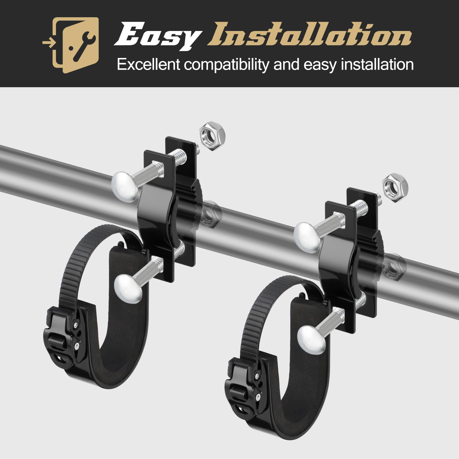 UTV Gun Rack Carbon Steel Roll Bar Tool Gun Rack Fits for 1