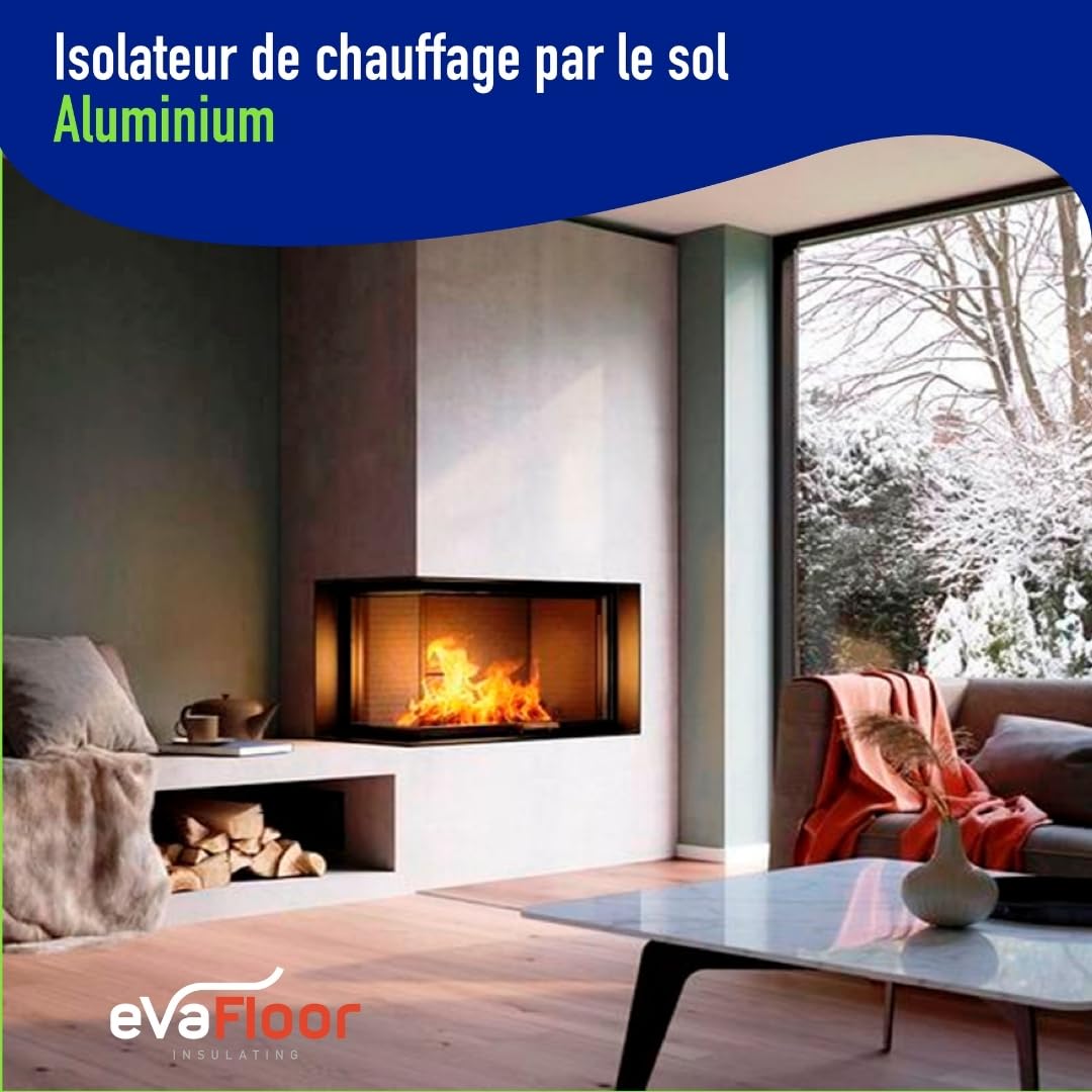 Sous Couche Parquet Aluminium 1x20 mètres | Sous-Couche Isolant pour Sol Stratifié Chauffant | Fabriqué avec Base EVA 2mm + Film Aluminium | Inclut Adhésif
