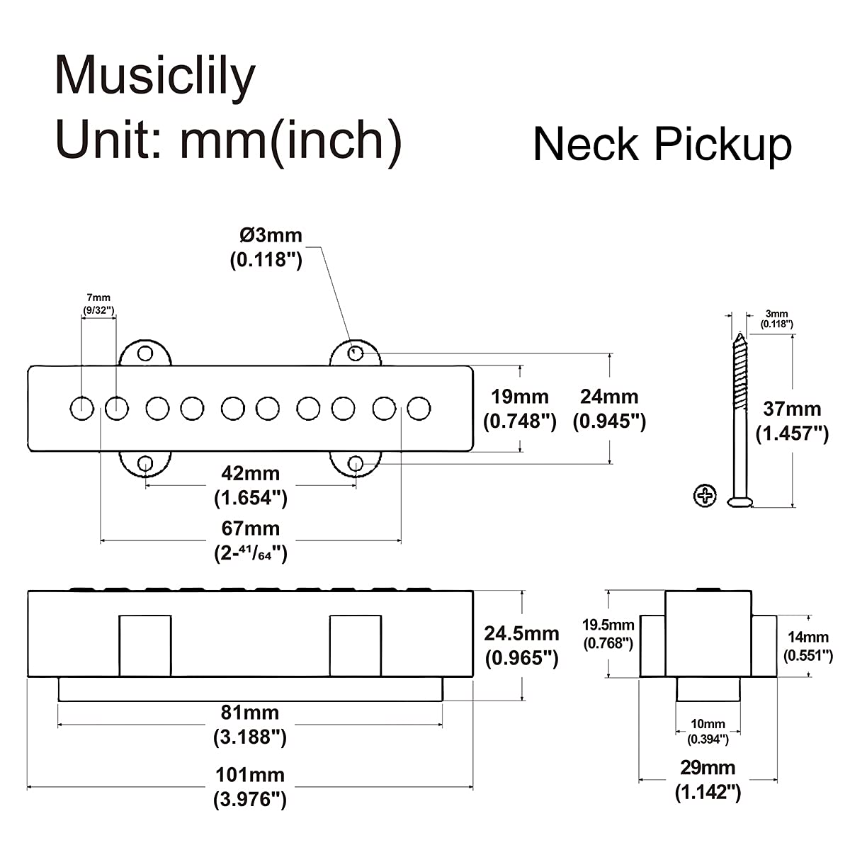 Microfoni Wilkinson P90 Soapbar Per Chitarra Stile LP SG, Set Manico E - Foto 2