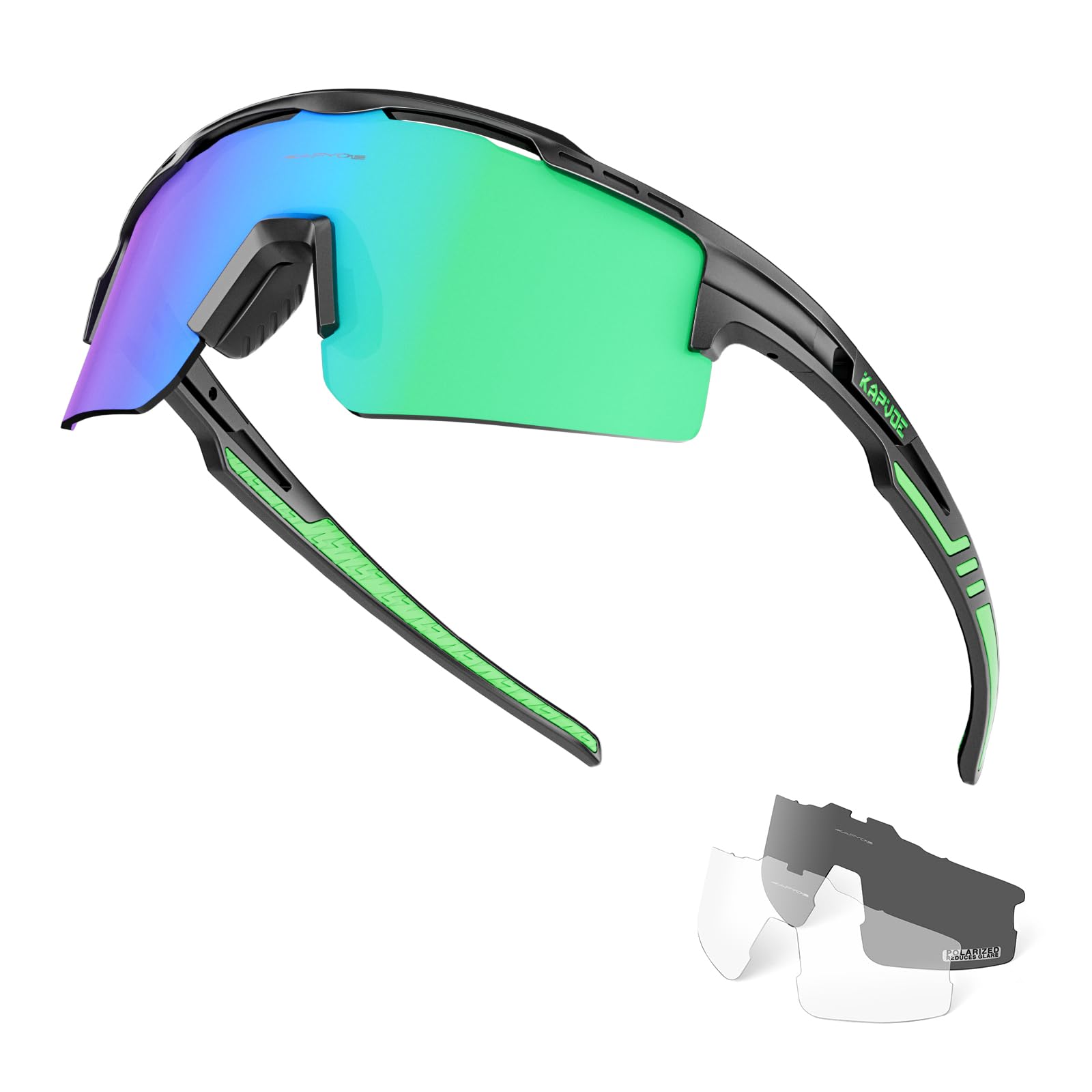 KAPVOE Gafas de Ciclismo Polarizadas con 3 Lentes Intercambiables TR90 Montura Para Hombres y Mujeres Gafas Deportivas