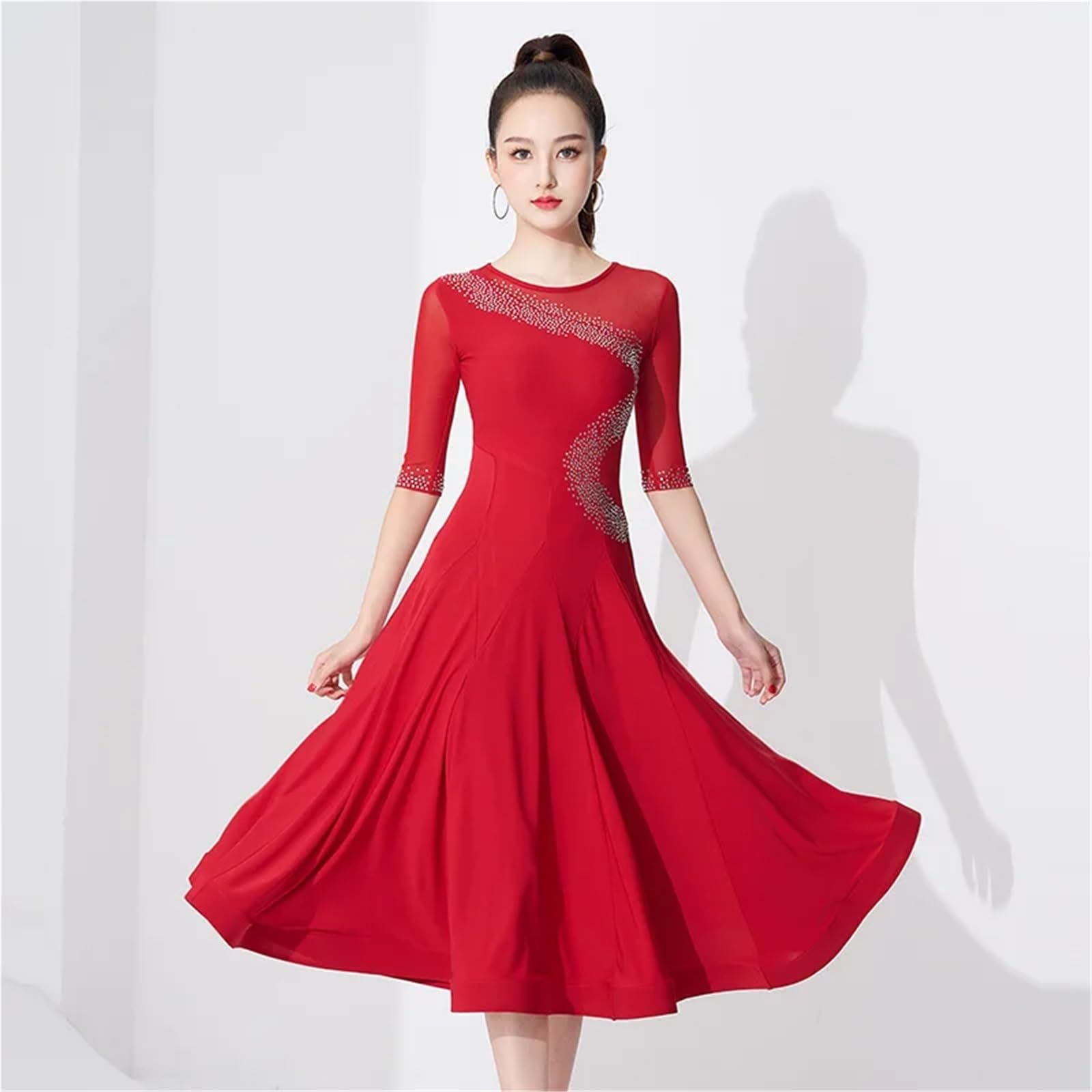 Tanzkleid Damen Modernes Tanzkleid Standard Ballsaal Kleidung Damen Weibliche Lange Röcke Übungskleidung Walzer Tango Cocktail Mädchen Abschlussball