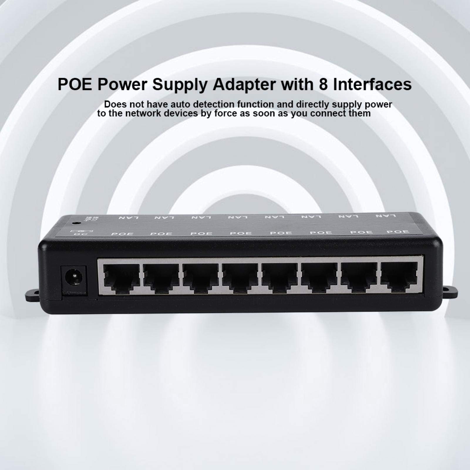 POE Power Supply,DC12V-48V 8 Interfaces Passive PoE Adapter Power Over Ethernet POE Power Supply Module Injector