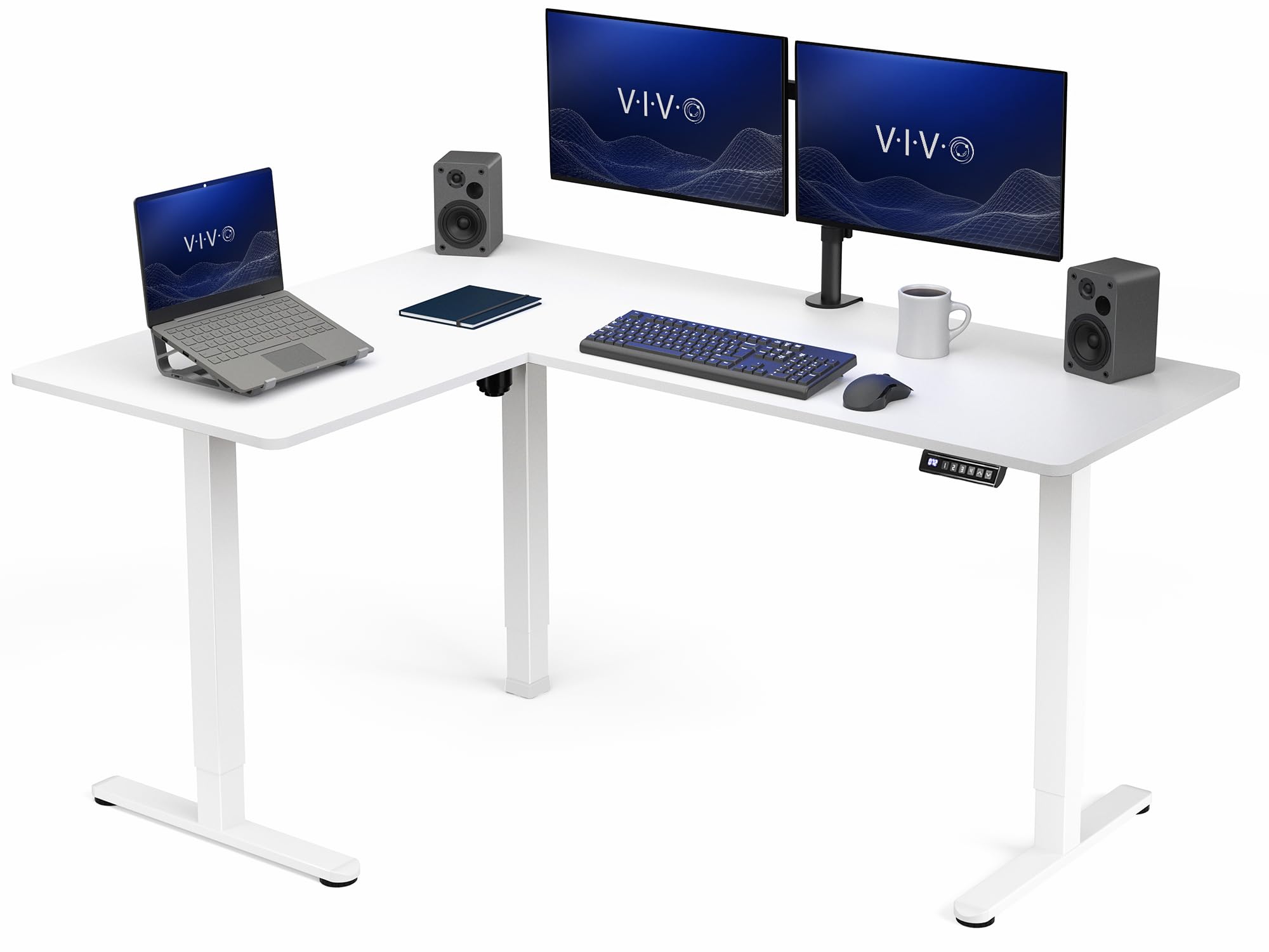 VIVO White 63 x 47 in Corner Standing Desk, DESK-E3CTW-47