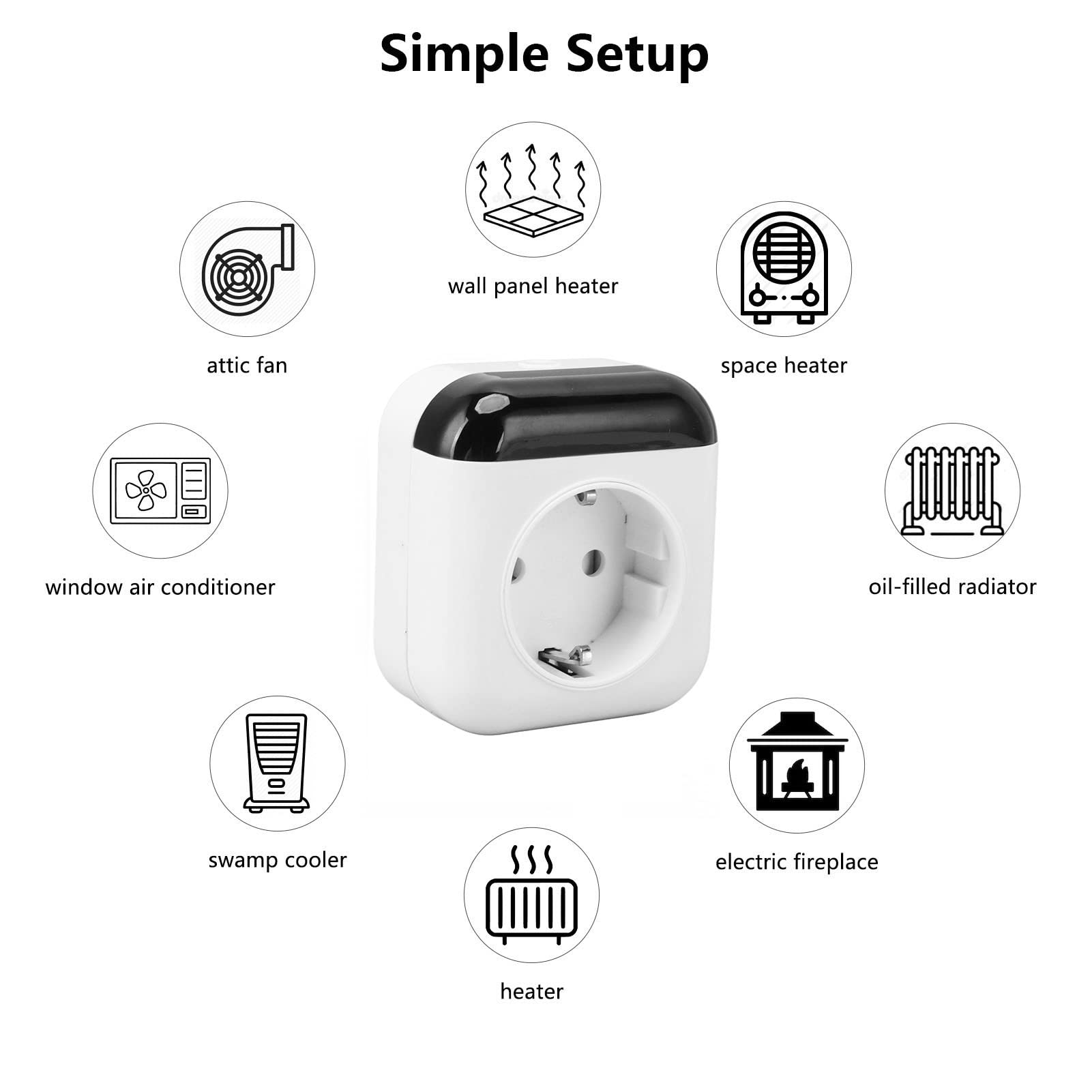 TOPINCN Thermostat WiFi Intelligent Programmable Prise de Courant Télécommande Blanc Thermostat sans Fil Prise de Courant Thermostat Intelligent pour Pièce Intérieure 2,4 GHz WiFi EU Plug