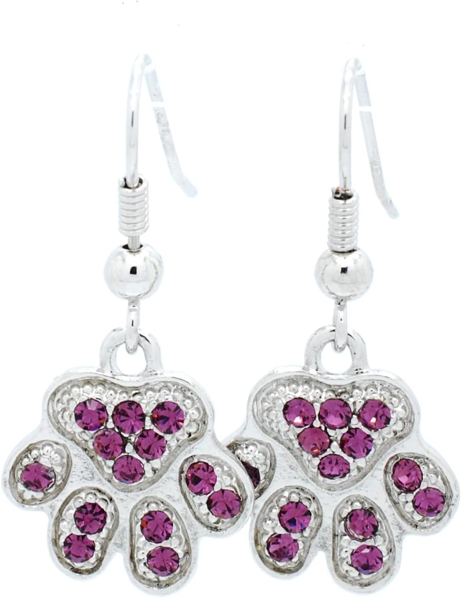 Violet Victoria & Fan Star PAW Earrings - PAW Print Dangle Earrings