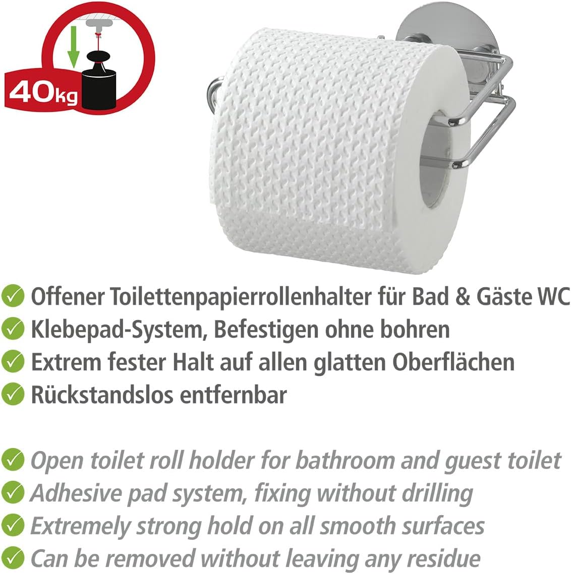 Wenko Turbo-Loc Toilet Roll Holder dimensions