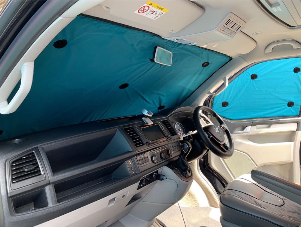 Covprotec Front Set Of Thermal Blinds, Compatible/Replacement For Mercedes Sprinter LWB (2006-2019) Backing Colour In Aqua