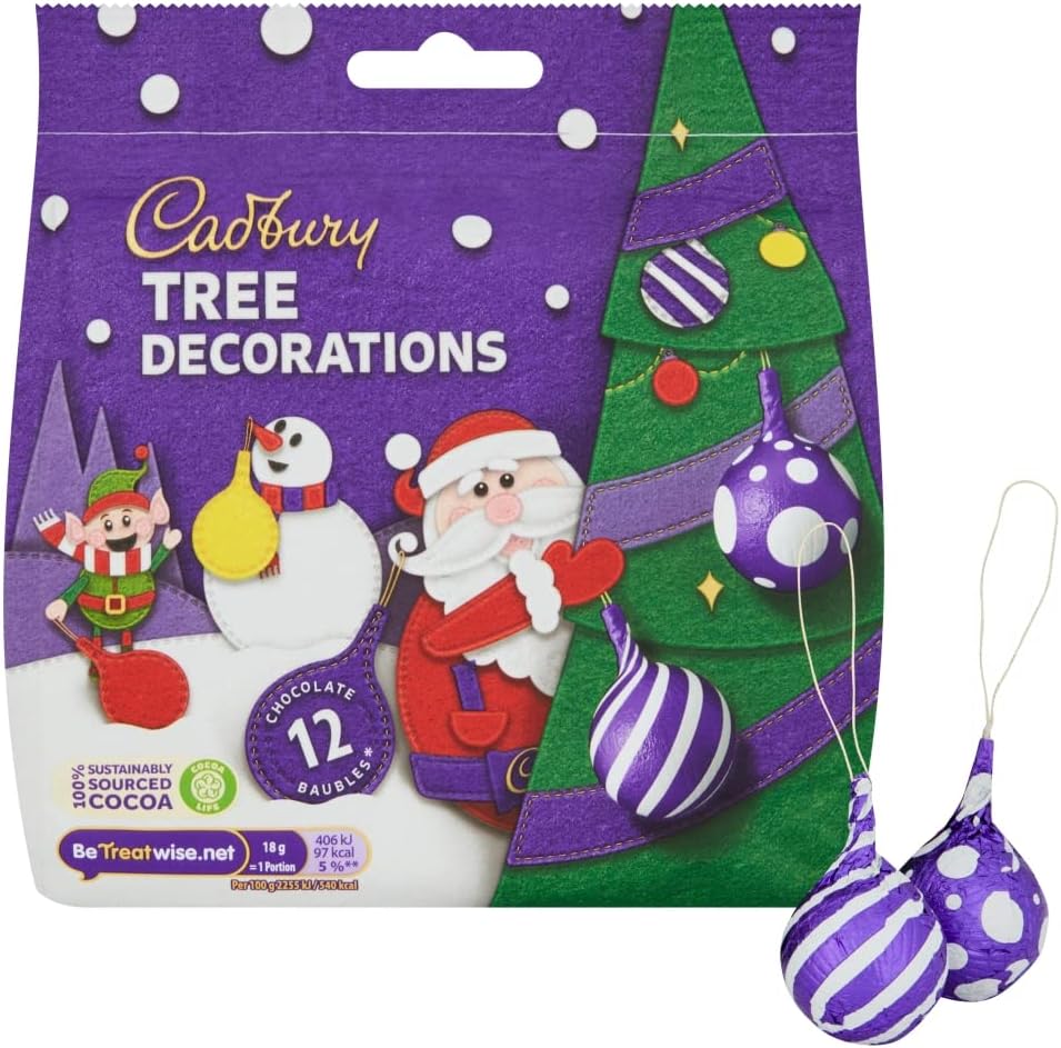 Cadbury Milk Chocolate Christmas Tree Decorations, 72 g. Christmas