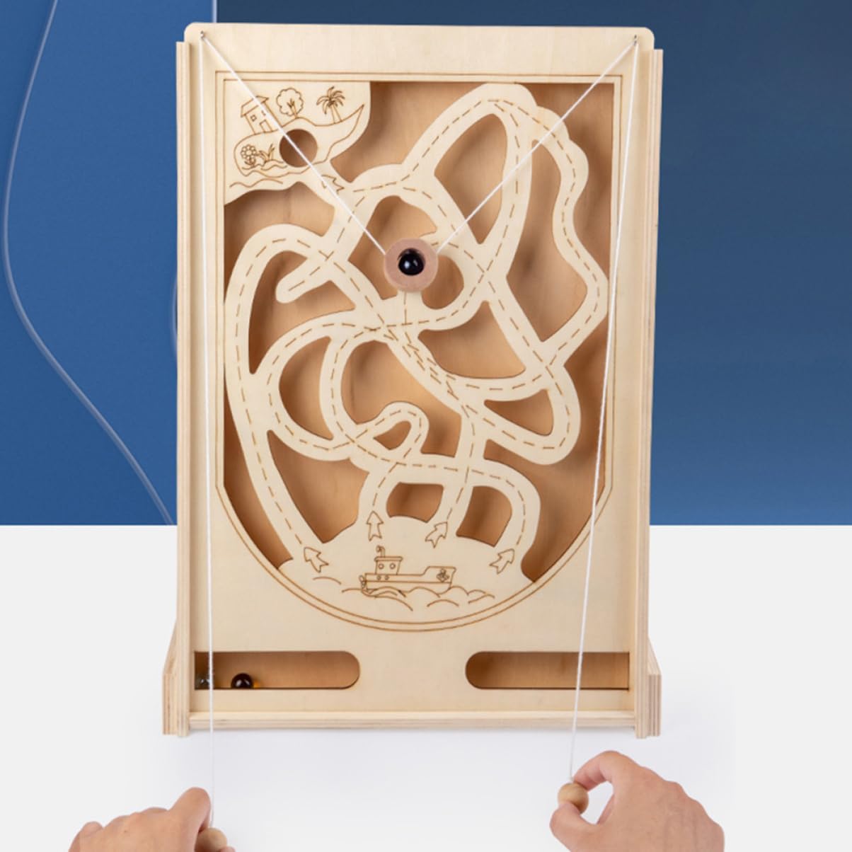 Beaupretty Wooden Pirate Marble Game Interactive Desktop Plaything for Eye Hand Coordination Educational for Boys for Family Fun
