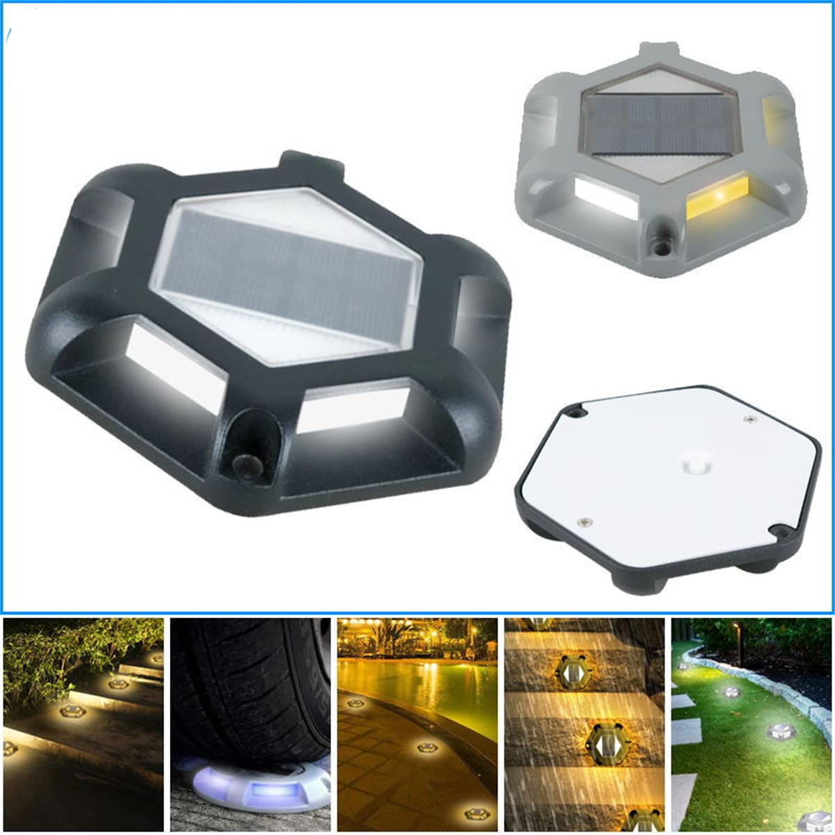 Lampes solaires de Jardin extérieur Lampes de Sol solaires Lumière LED Lampes de terrasse solaires à énergie Solaire étanche pour allée allée Step Dock