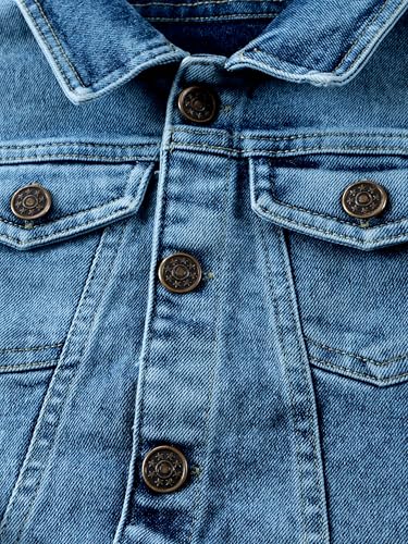 Image of Girls Full Sleeve Solid Crop Denim Jacket