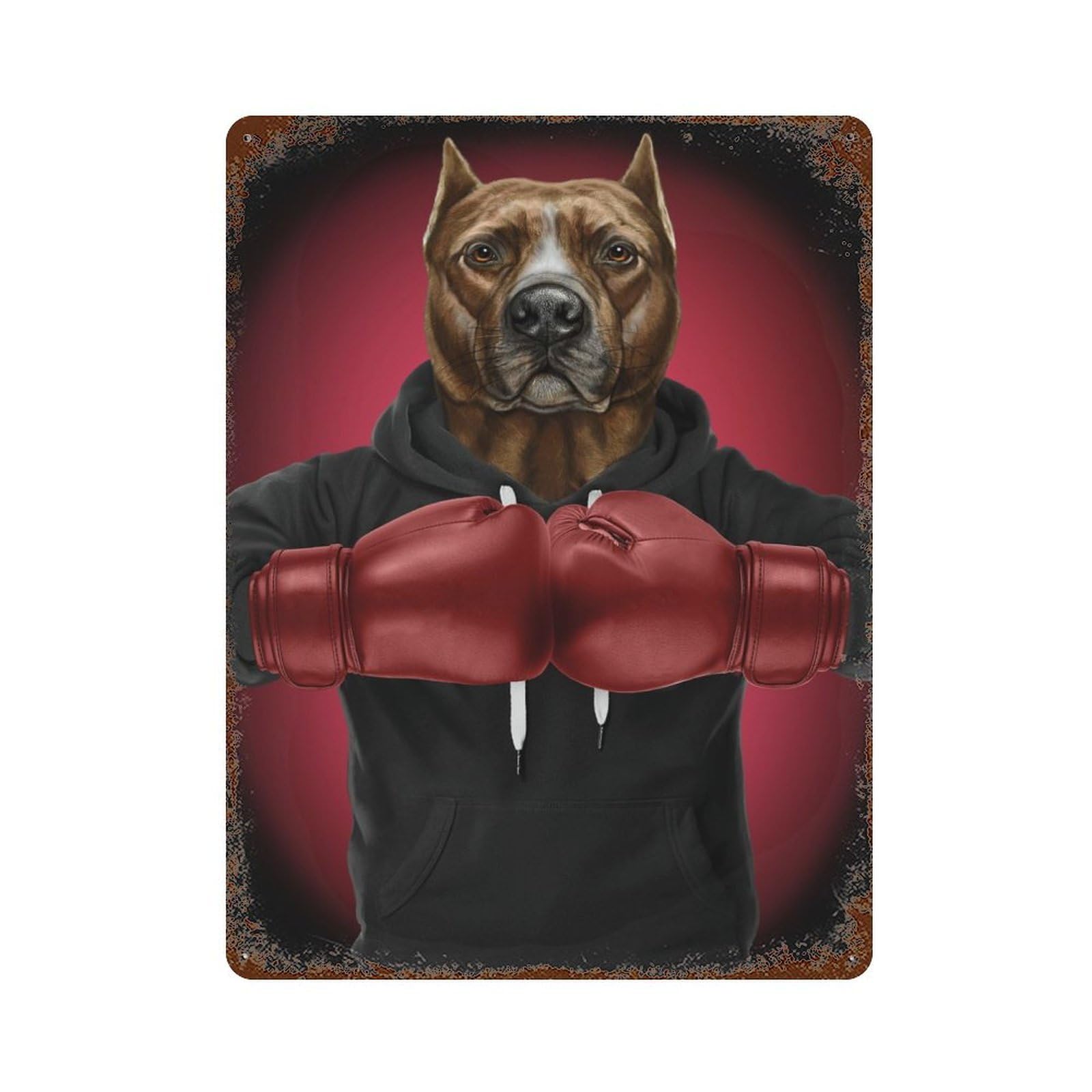 Boxer Pit Bull Terrier 15.7"x11.8" Vintage Rust Metal Sign, Shabby Chic Decor for Garage, Bar And Workshop Decor