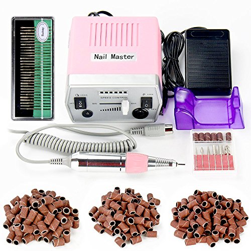 30000RPM Pro Electric Nail Drill Manicure Pedicure Acrylics Gel Salon Art Tool Set Kit with Sanding Band Accessories (Pink)