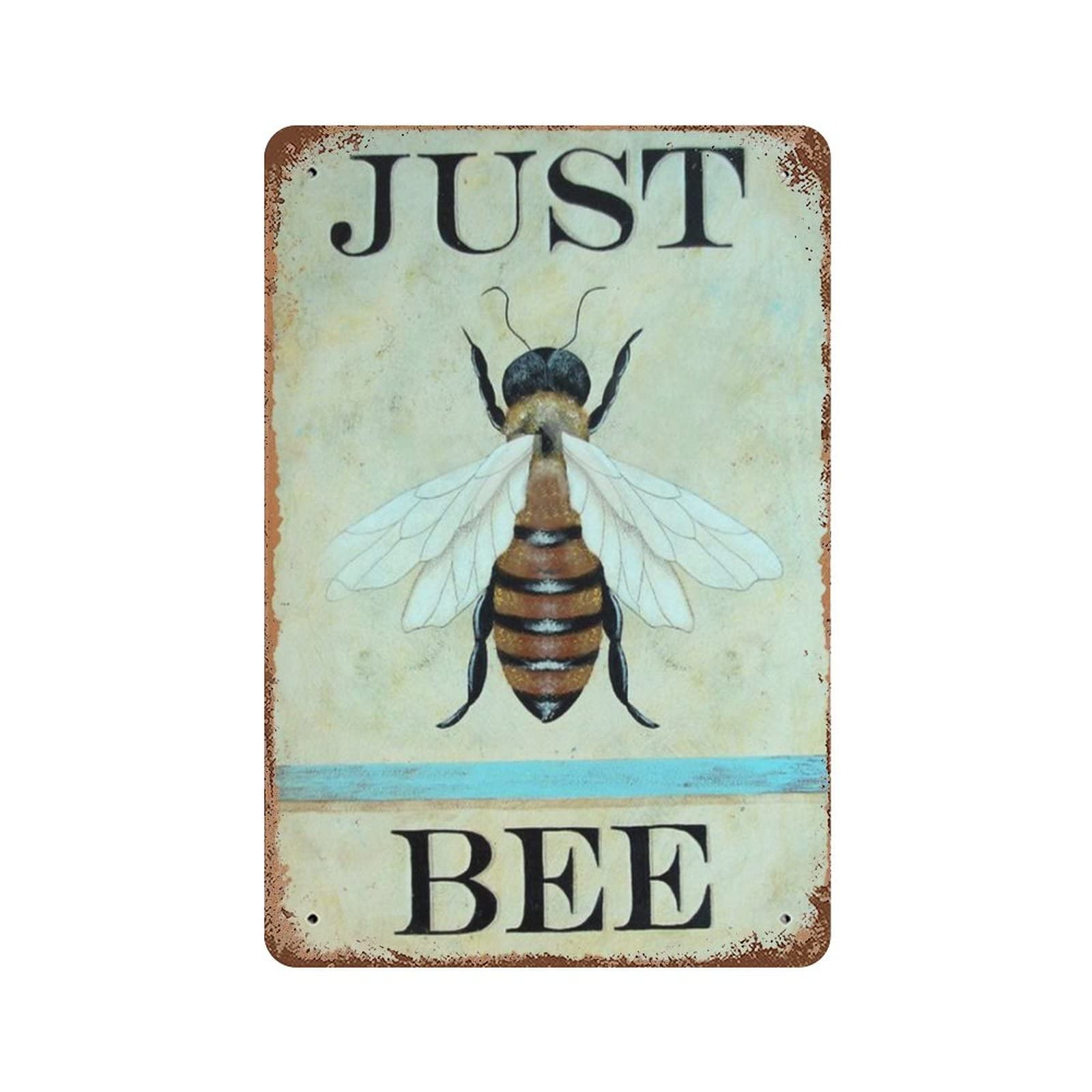 AOOEDM Just Bee Vintage Metal Sign Tin Sign for Home Bar Pub Kitchen Man Cave Tin Sign Wall Decor Poster Wall Plaque